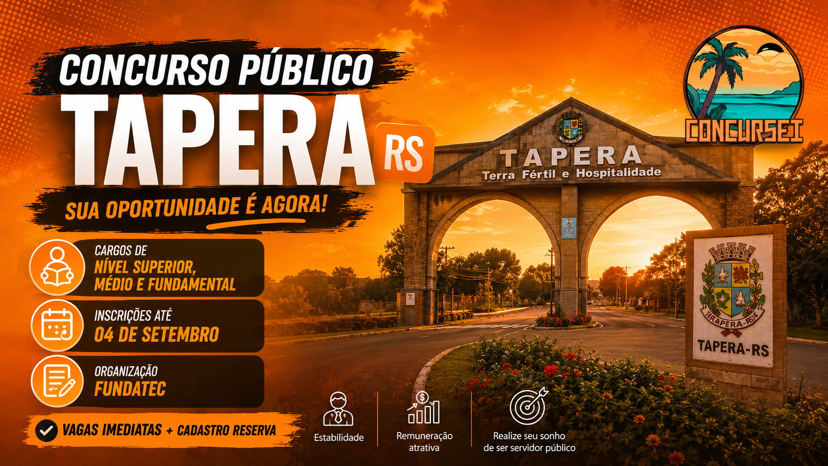 Município de Tapera Divulga Edital de Concurso Público