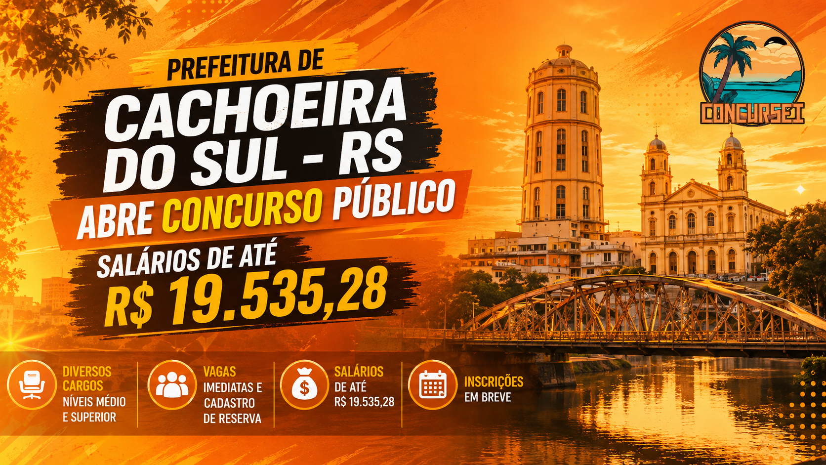 Prefeitur de Cachoeira do Sul divulga edital de concurso público