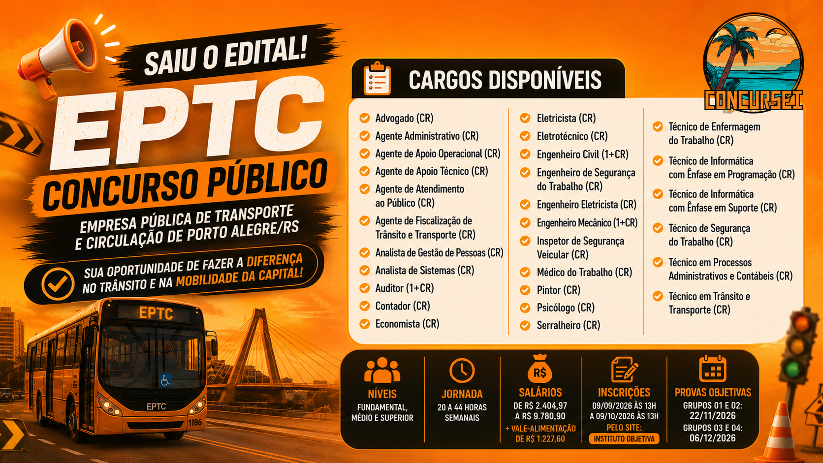 Empresa Pública de Transporte e Circulação S/A (EPTC) Abre Concurso Público