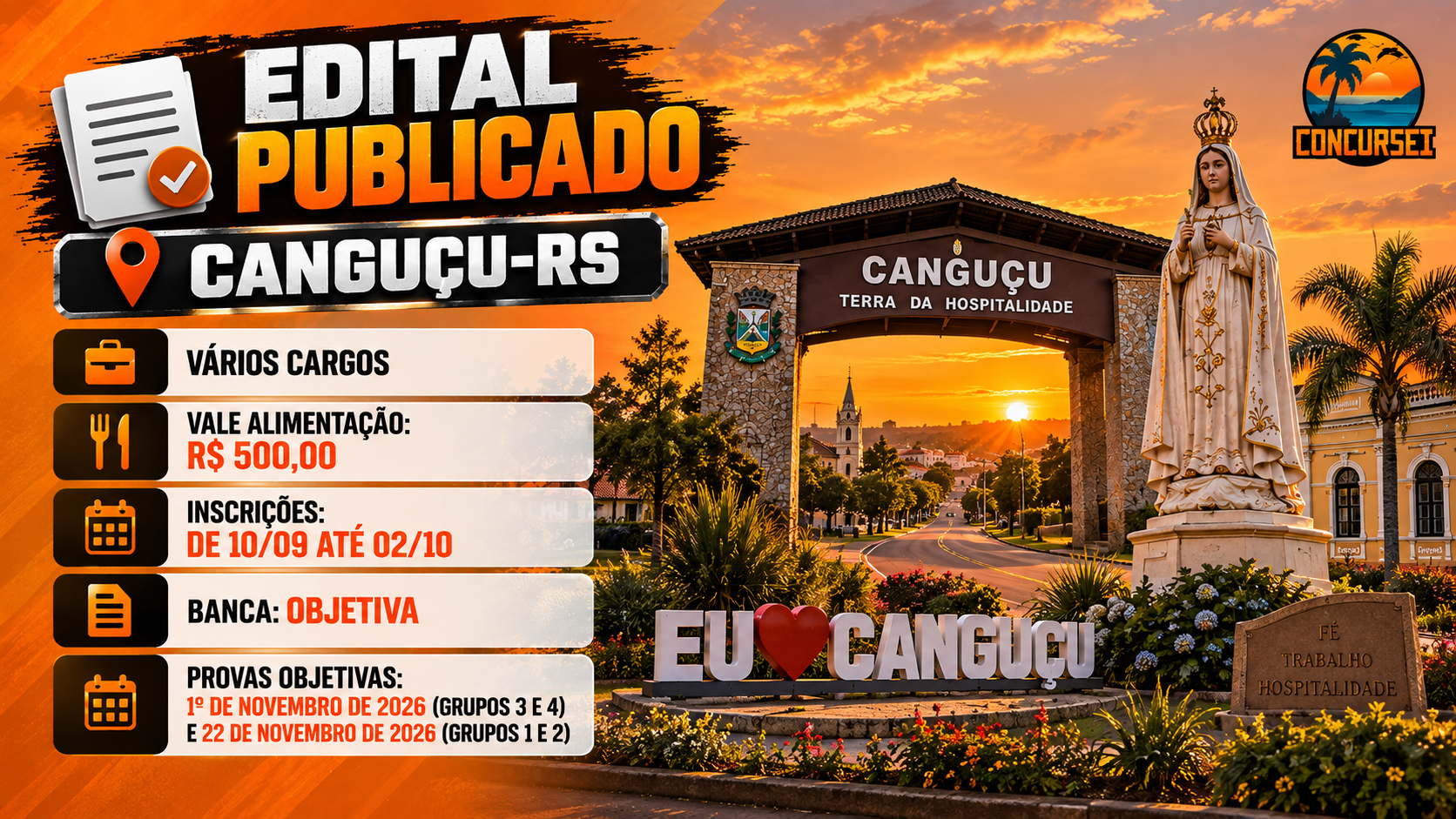 Prefeitura de Canguçu/RS abre concurso com salários de até R$ 7,4 mil